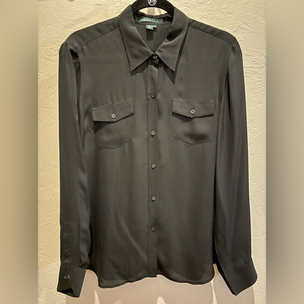 Ralph Lauren Silk Black Blouse Size 12
